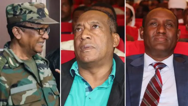 ከግራ ወደ ቀኝ፤ ጄነራል ሰዓረ መኮንን፣ ብርጋዴር ጀነራል አሳምነው ፅጌ እና አቶ አምባቸው መኮንን