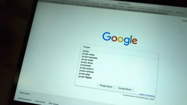 Computer screen showing Google