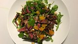 Warm Salad Of Wild Wood Pigeon, Blood Orange, Bacon & Toasted Hazelnuts