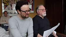 Paul Rhys and Kenneth Cranham as Verdi and Wagner, with writer Guy Meredith in the background