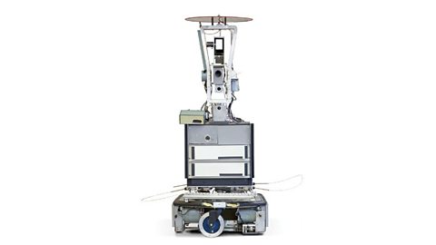 Shakey, the first general-purpose mobile robot able to make decisions about its own actions by reasoning about its surroundings.