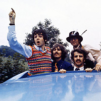 The Beatles in a bus