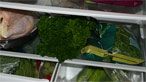A fridge full of food.