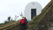 Walking up from the boat ramp at Flat Holm