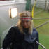 Lisa in Native American wet weather gear