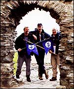 Under a medieval arch at Tintagel Castle