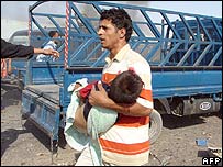 کودکی که در انفجار شهرک صدر مجروح شده
