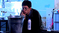 Yan waits for this water to get to -8 degrees celcius