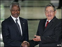 Raúl Castro e Kofi Annan