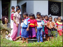 Carmen with orphans