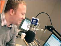 James in the studio
