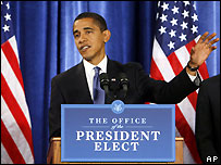 O presidente eleito dos Estados Unidos, Barack Obama