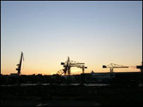 Sunset over Swan Hunter. Photo: Barry Martin
