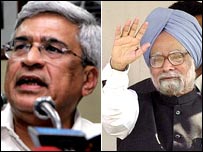 प्रकाश कारत और मनमोहन सिंह