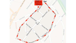 Map showing the route of The Siege mediascape