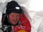 Euan McIlwraith in snow-hole
