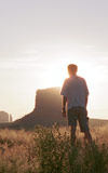 Man watching sunrise