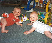 Twins Tom and Jane playing 