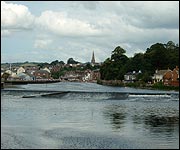View from Trews Weir Suspension Bridge