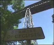 Looking up at the Meldon Viaduct 