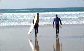 Surfers on beach