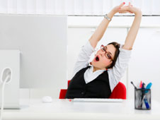 Woman yawning