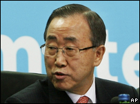 O secretário-geral da ONU, Ban Ki-moon, no encontro sobre Mudanças Climáticas em Poznan, na Polônia