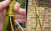 Right: Securing the top Left: Bind the rod securely