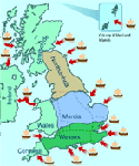 Map showing sites of Viking attacks