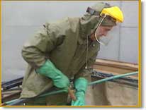 Farmer in protective clothing