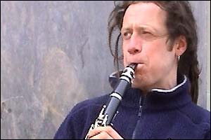 Aidan English playing his clarinet